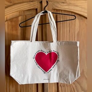 Sezane Mon Amour Cream and Red Heart Tote NWOT